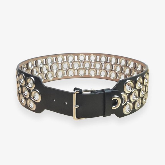 Alaia Accessories - Azzedine ALAIA Eyelet Grommet Belt Black Leather